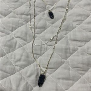 Stella and dot black stone silver necklace